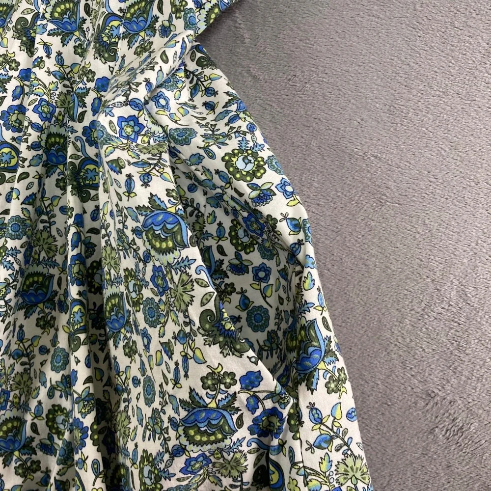 Exquise Janice Dress Blue Green Floral Paisley Button Front Shirt Dress Sz SP - Picture 3 of 9